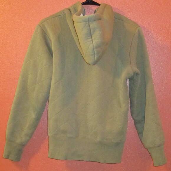 North Face Woman Small Petite Green White Full Zip Pockets Outdoor Hooded Jacket - Picture 5 of 9